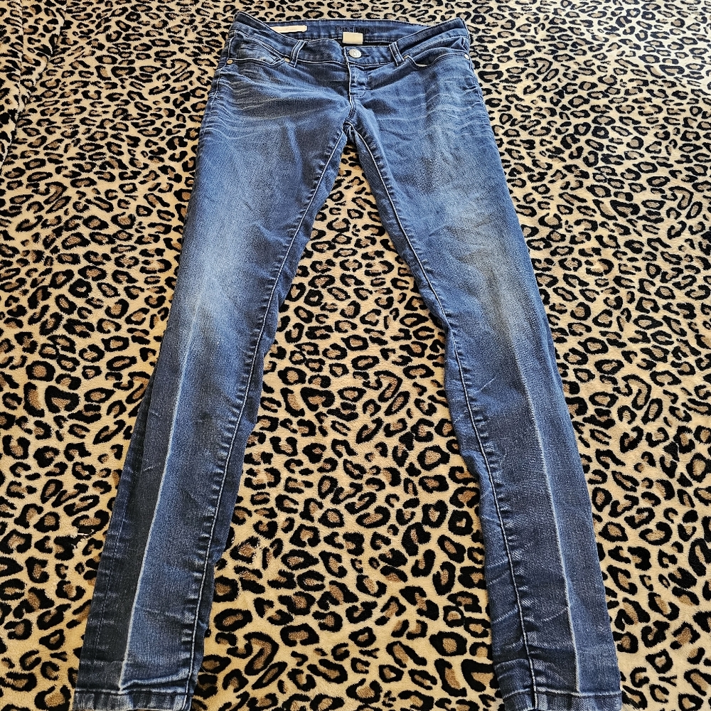 Decree Dark Wash Denim Legging Jeans Women's Size 9 Distressed Dark Blue Jegging